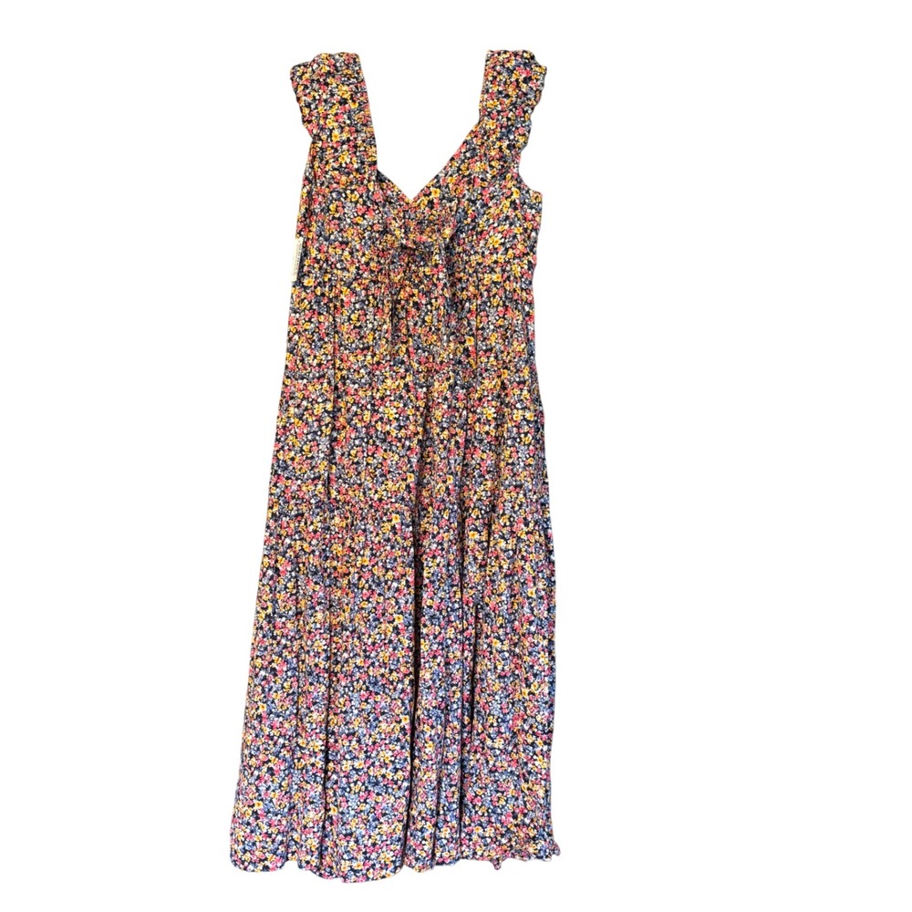 Old Navy Womens Floral Midi Dress Navy Blue Ditsy Tiered Smocked Size M NEW - Picture 4 of 6